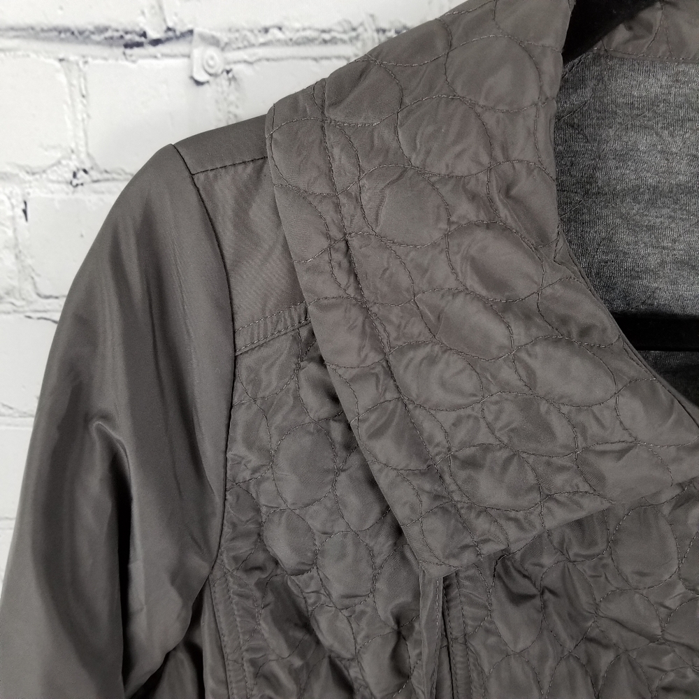 ADAM JACOBS | gray quilted zip large collar jacket - Picture 3 of 6